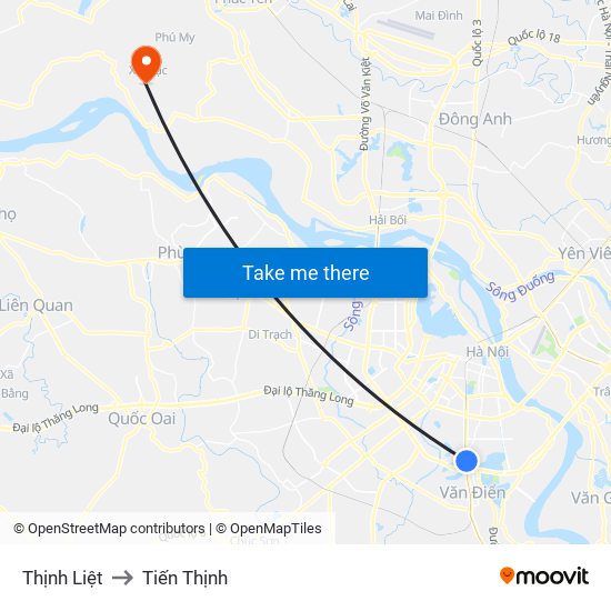 Thịnh Liệt to Tiến Thịnh map