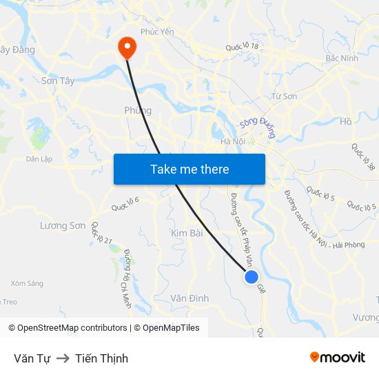 Văn Tự to Tiến Thịnh map