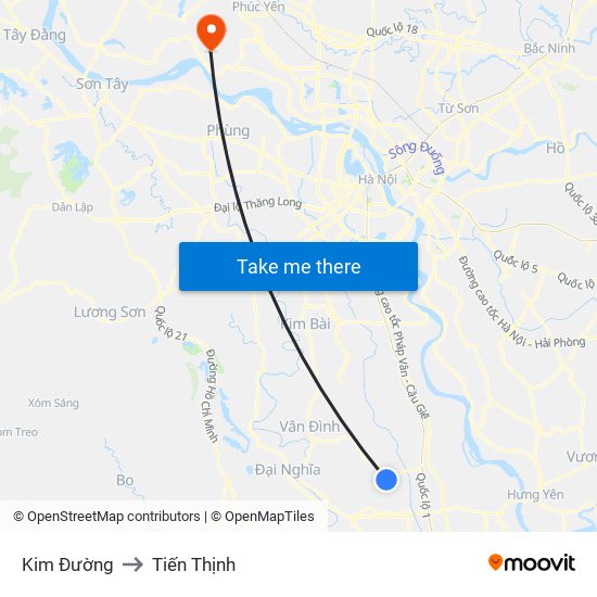 Kim Đường to Tiến Thịnh map