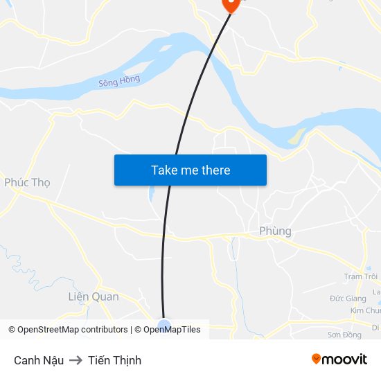 Canh Nậu to Tiến Thịnh map