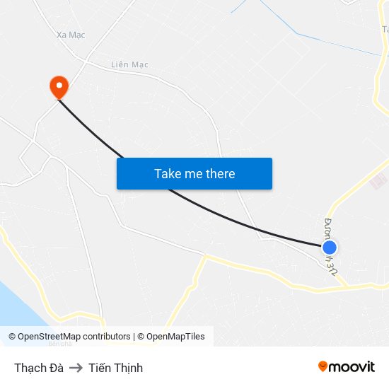 Thạch Đà to Tiến Thịnh map