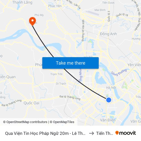 Qua Viện Tin Học Pháp Ngữ 20m - Lê Thanh Nghị to Tiến Thịnh map