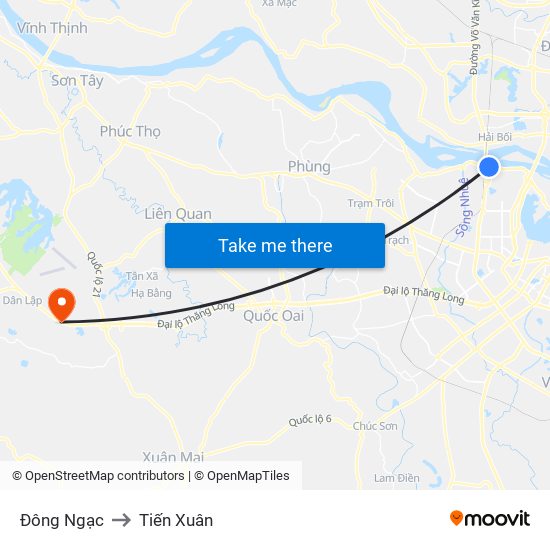 Đông Ngạc to Tiến Xuân map