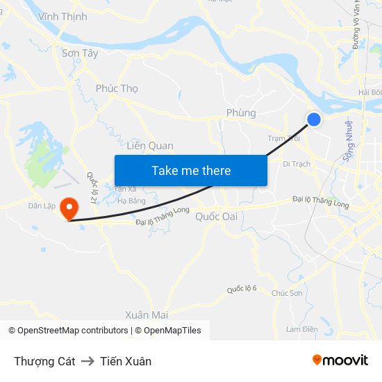 Thượng Cát to Tiến Xuân map