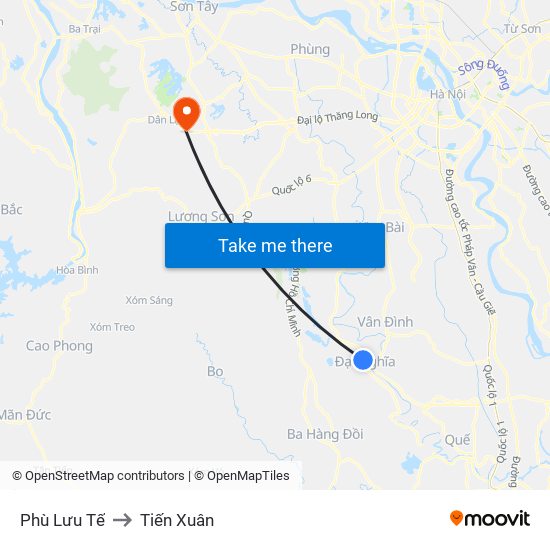 Phù Lưu Tế to Tiến Xuân map