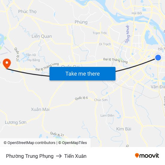 Phường Trung Phụng to Tiến Xuân map