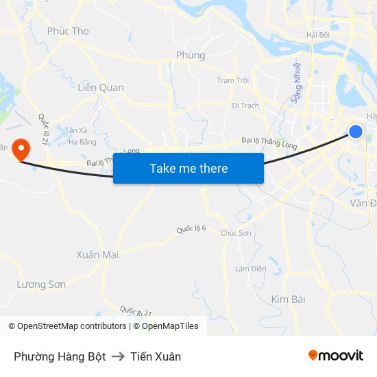 Phường Hàng Bột to Tiến Xuân map