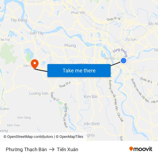 Phường Thạch Bàn to Tiến Xuân map