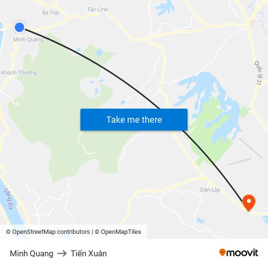 Minh Quang to Tiến Xuân map