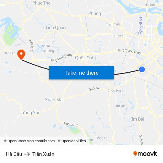 Hà Cầu to Tiến Xuân map