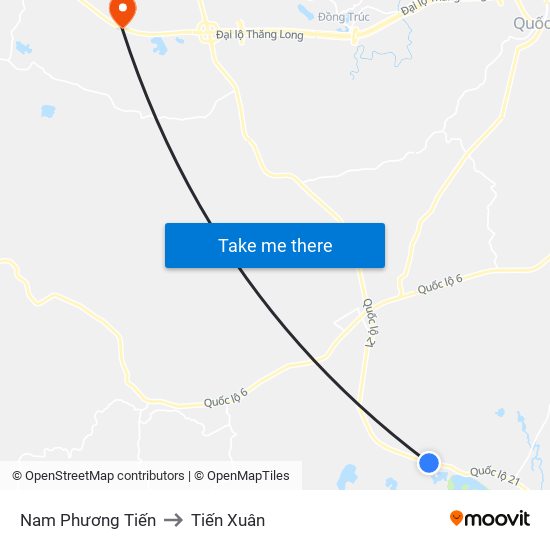 Nam Phương Tiến to Tiến Xuân map