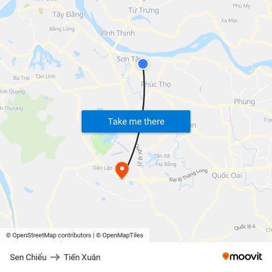 Sen Chiểu to Tiến Xuân map