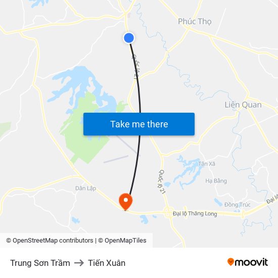 Trung Sơn Trầm to Tiến Xuân map