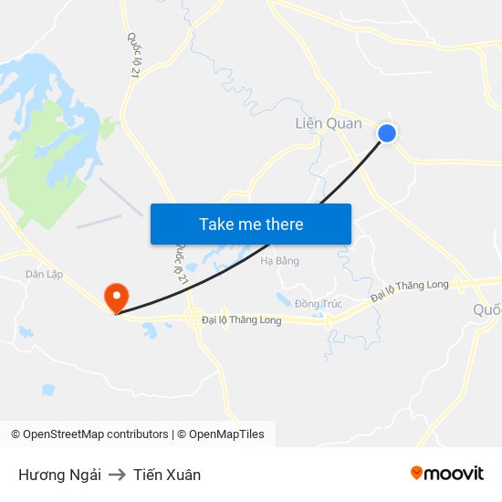 Hương Ngải to Tiến Xuân map