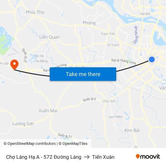 Chợ Láng Hạ A - 572 Đường Láng to Tiến Xuân map