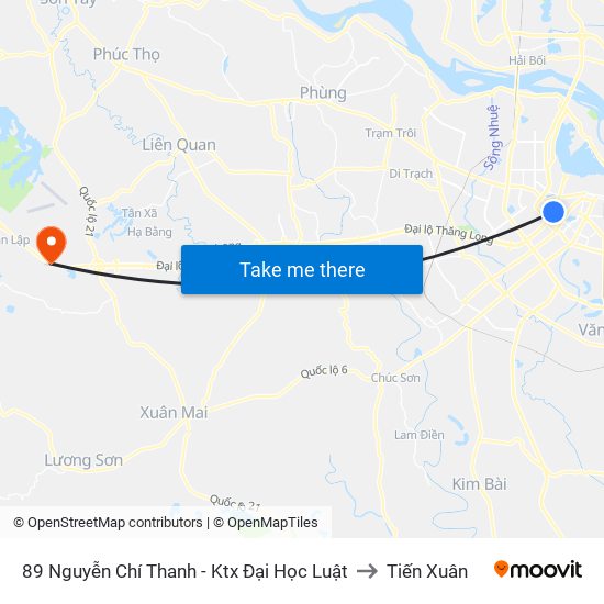 89 Nguyễn Chí Thanh - Ktx Đại Học Luật to Tiến Xuân map