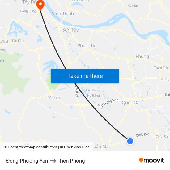 Đông Phương Yên to Tiên Phong map