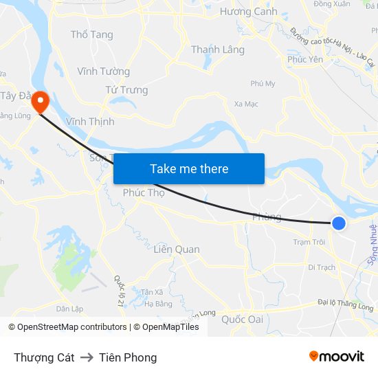 Thượng Cát to Tiên Phong map