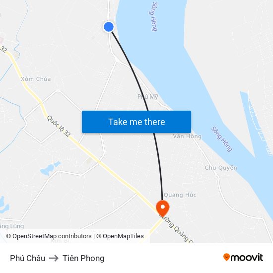 Phú Châu to Tiên Phong map