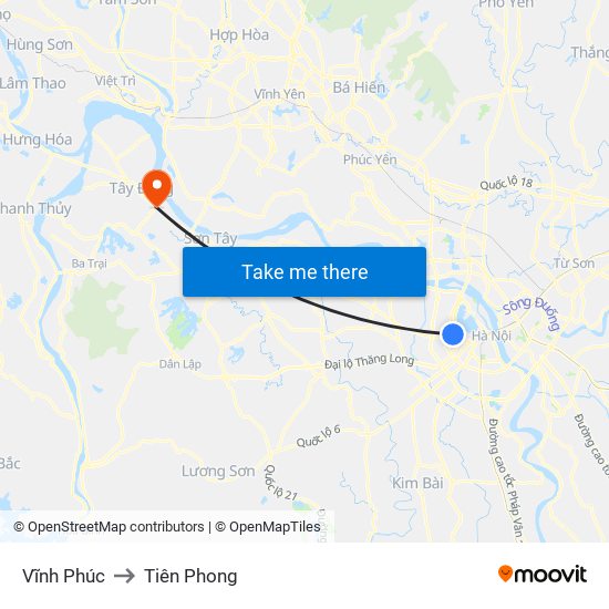 Vĩnh Phúc to Tiên Phong map