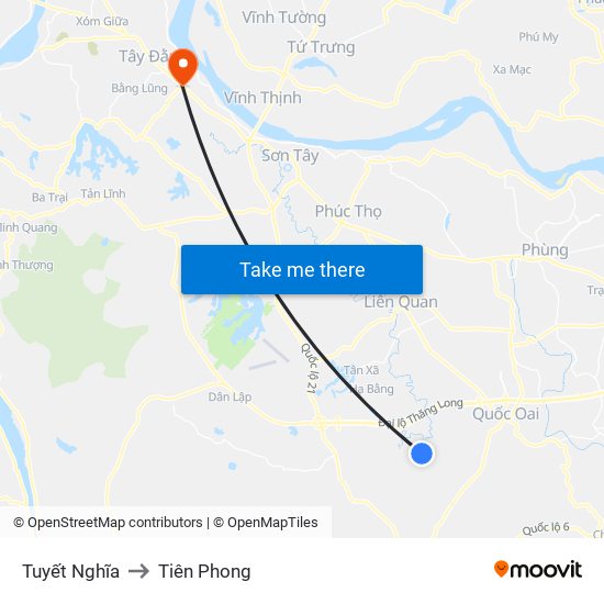 Tuyết Nghĩa to Tiên Phong map