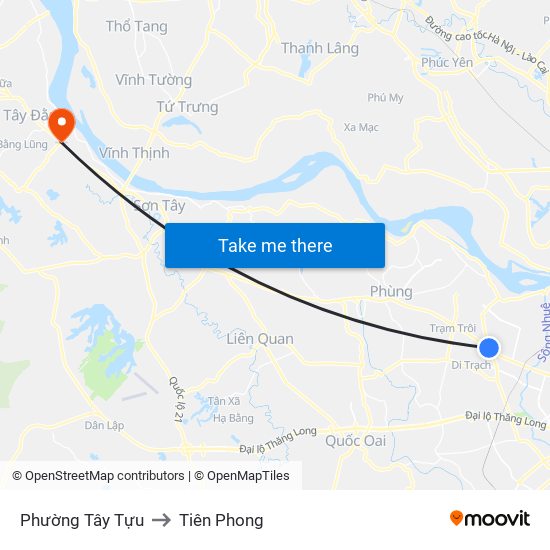 Phường Tây Tựu to Tiên Phong map