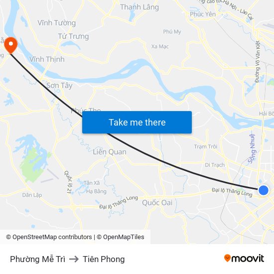 Phường Mễ Trì to Tiên Phong map