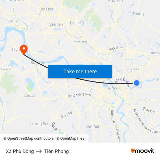 Xã Phù Đổng to Tiên Phong map