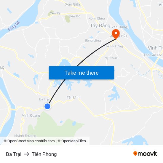 Ba Trại to Tiên Phong map