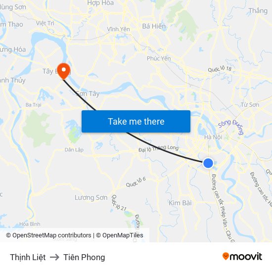 Thịnh Liệt to Tiên Phong map