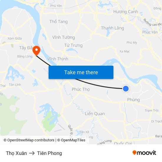 Thọ Xuân to Tiên Phong map