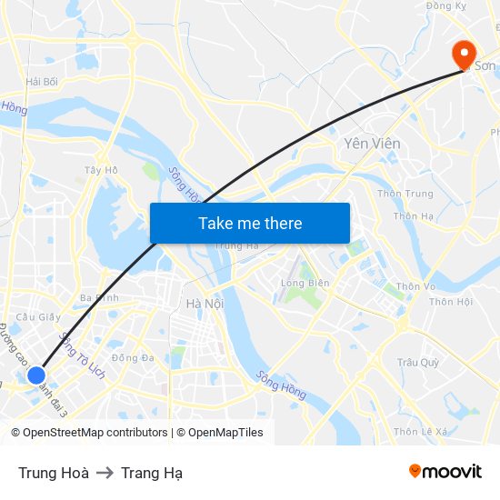 Trung Hoà to Trang Hạ map