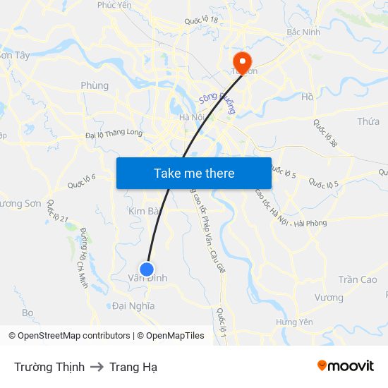 Trường Thịnh to Trang Hạ map