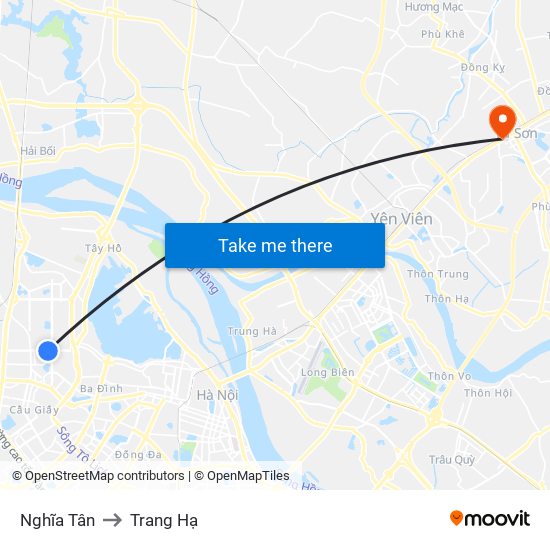 Nghĩa Tân to Trang Hạ map