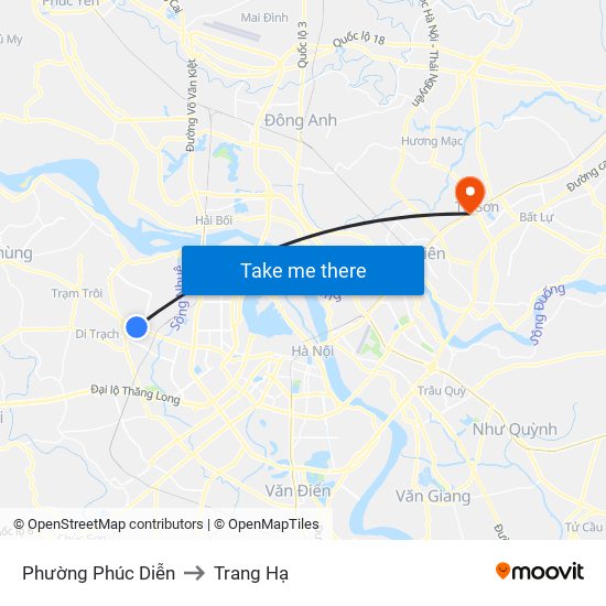 Phường Phúc Diễn to Trang Hạ map