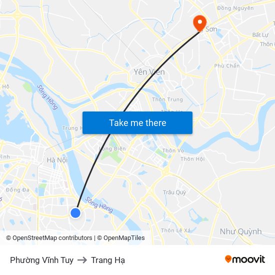 Phường Vĩnh Tuy to Trang Hạ map