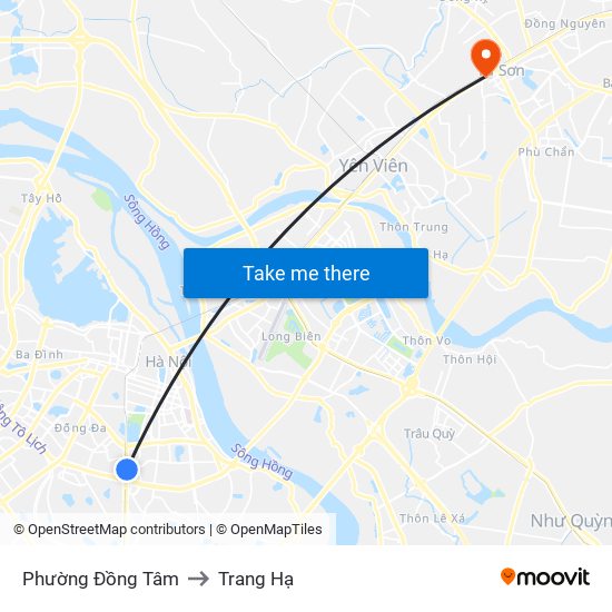 Phường Đồng Tâm to Trang Hạ map
