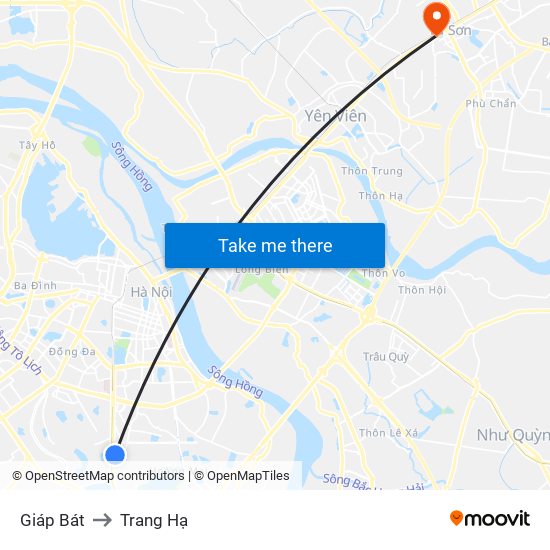 Giáp Bát to Trang Hạ map