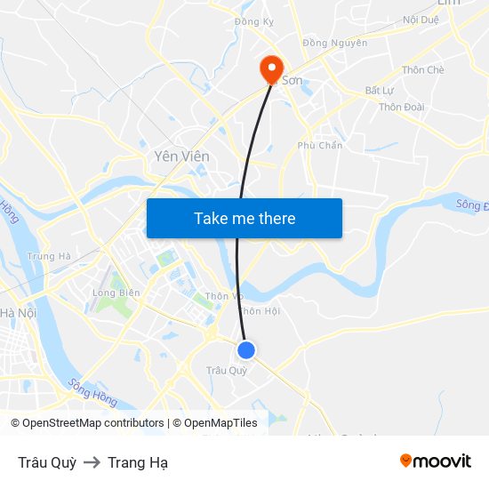 Trâu Quỳ to Trang Hạ map