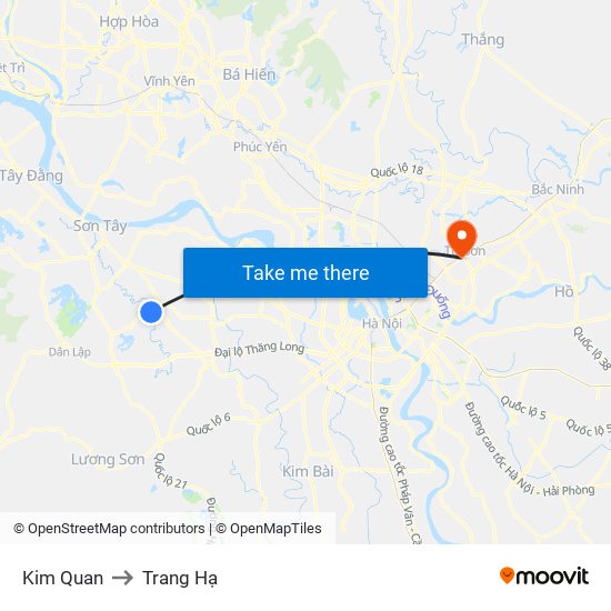 Kim Quan to Trang Hạ map