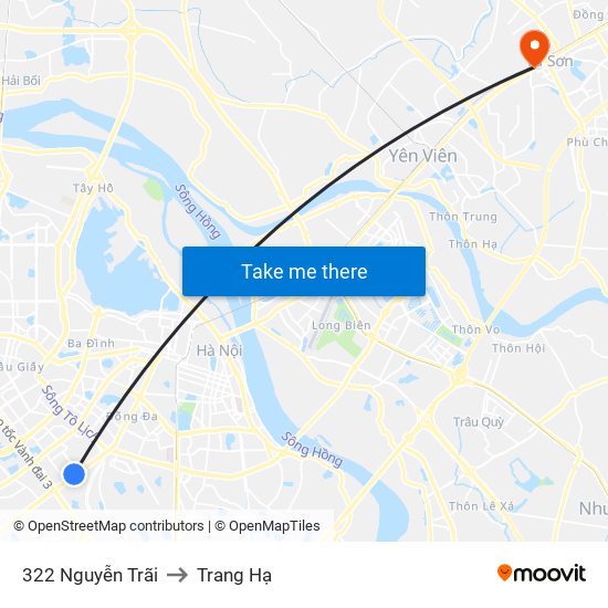 322 Nguyễn Trãi to Trang Hạ map