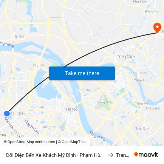 Đối Diện Bến Xe Khách Mỹ Đình - Phạm Hùng (Cột Trước) to Trang Hạ map