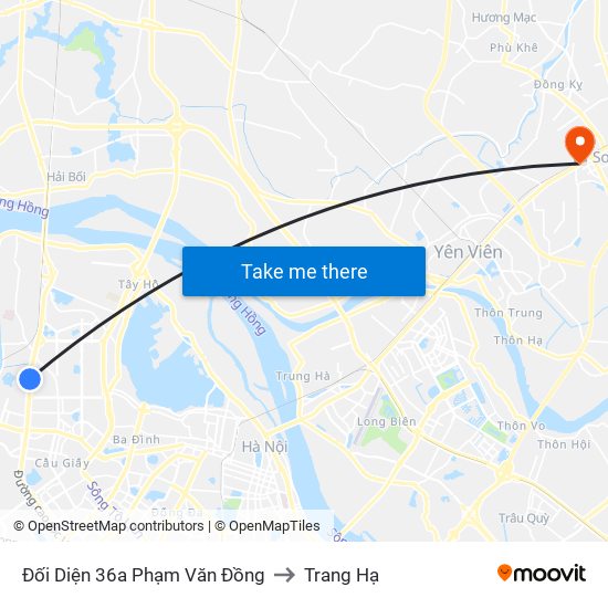 Đối Diện 36a Phạm Văn Đồng to Trang Hạ map