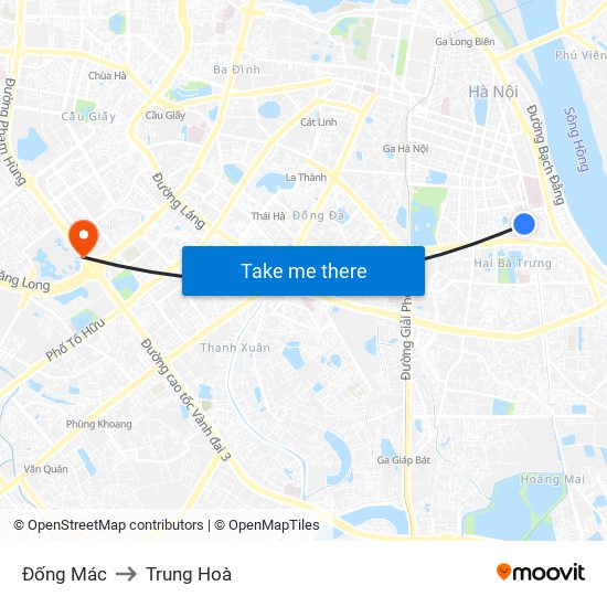 Đống Mác to Trung Hoà map