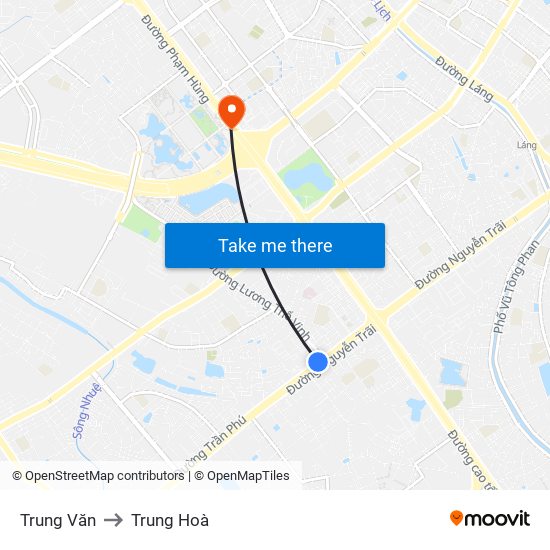 Trung Văn to Trung Hoà map