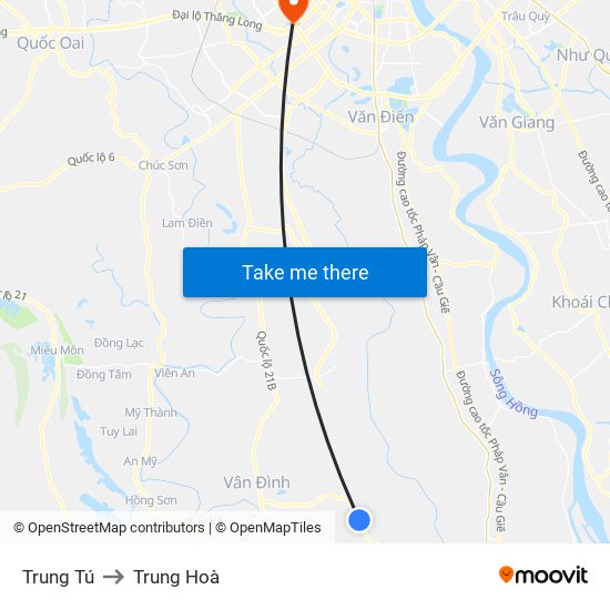 Trung Tú to Trung Hoà map