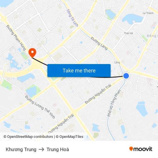 Khương Trung to Trung Hoà map