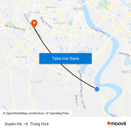 Duyên Hà to Trung Hoà map