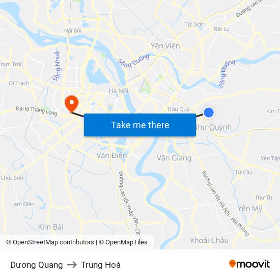 Dương Quang to Trung Hoà map