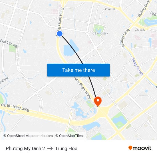 Phường Mỹ Đình 2 to Trung Hoà map